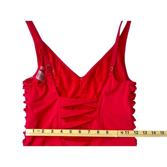 Bleu Rod Beattie Red Americana One Piece Swimsuit Side Back Lace Down Detail - 8 - Picture 9 of 12